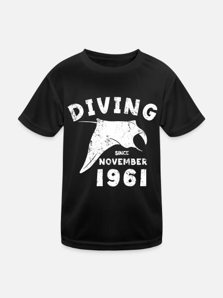 Anniversaire du plongeur - Plongée depuis novembre 1961 - T-shirt sport Enfant - noir - Devant