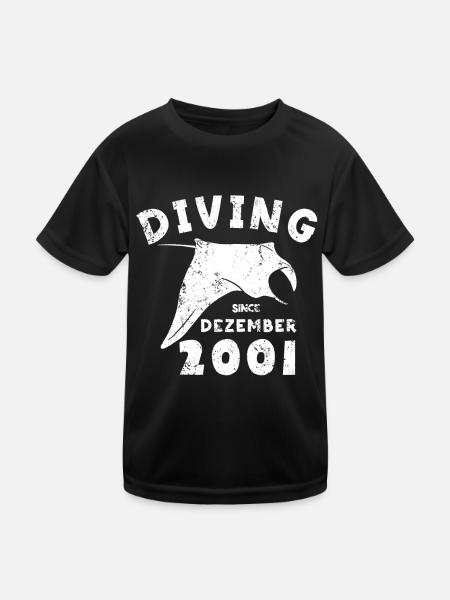 Taucher Geburtstag - Diving since December 2001 - Kinder Funktions-T-Shirt - Schwarz - Vorne