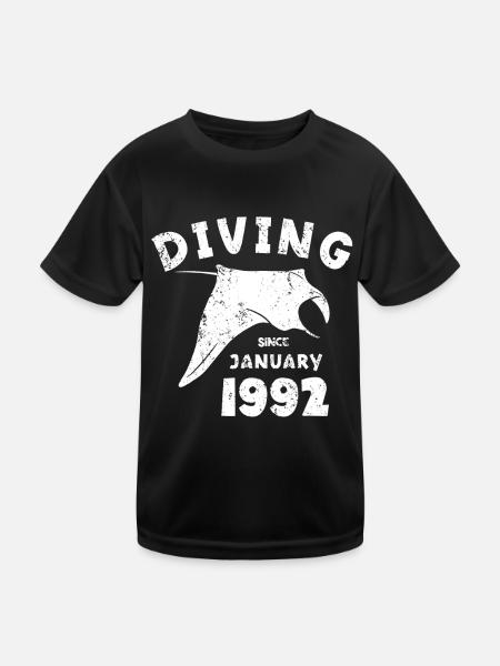 Anniversaire du plongeur - Plongée depuis janvier 1992 - T-shirt sport Enfant - noir - Devant