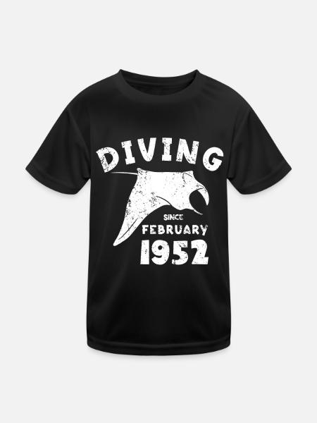 Taucher Geburtstag - Diving since February 1952 - Kinder Funktions-T-Shirt - Schwarz - Vorne