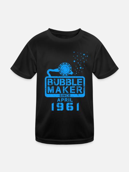 Plongeur Birthday Bubblemaker depuis avril 1961 - T-shirt sport Enfant - noir - Devant
