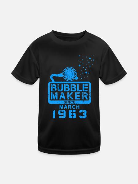Diver Birthday Bubblemaker since March 1963 - Kids Functional T-Shirt - black - Front