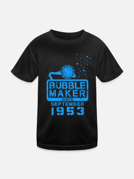 Diver Birthday Bubblemaker since September 1953 - Kids Functional T-Shirt - black - Front