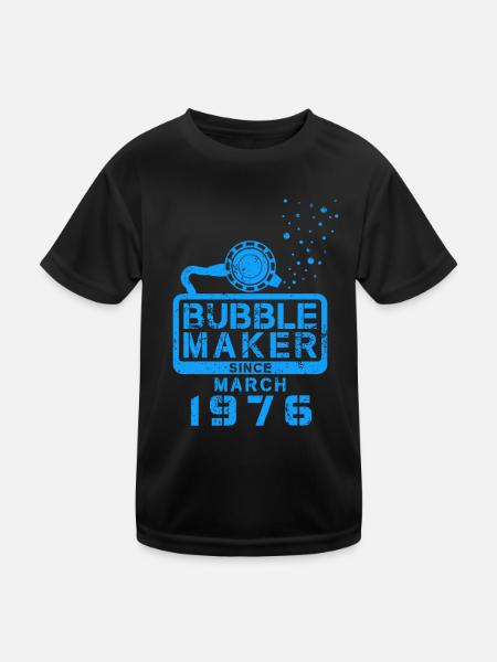 Diver Birthday Bubblemaker since March 1976 - Kids Functional T-Shirt - black - Front