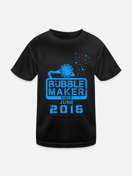 Plongeur Birthday Bubblemaker depuis juin 2016 - T-shirt sport Enfant - noir - Devant