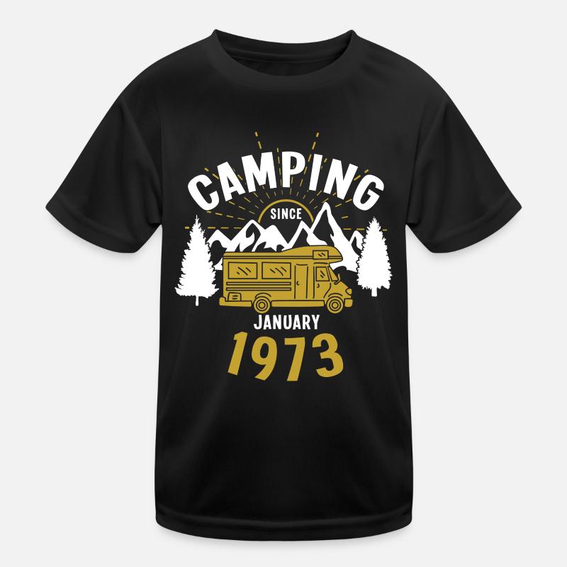 Anniversaire: Camping depuis janvier 1973 Camping-car T-shirt sport Enfant