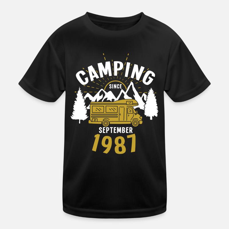 Birthday: Camping since September 1987 Motorhome Kids Functional T-Shirt