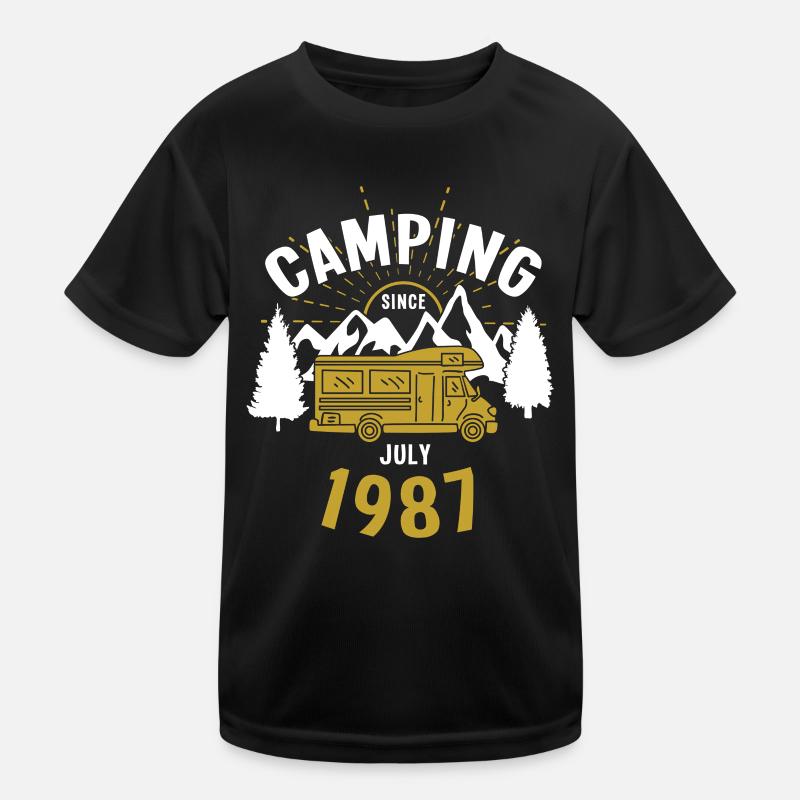 Birthday: Camping since July 1987 Motorhome Kids Functional T-Shirt