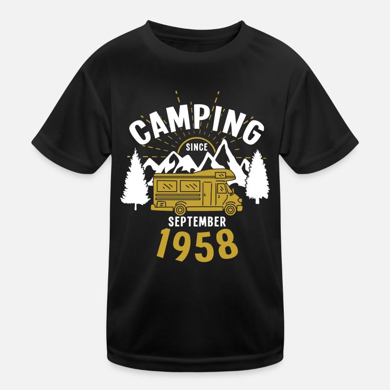 Geburtstag: Camping seit September 1958 Wohnmobil Kinder Funktions-T-Shirt