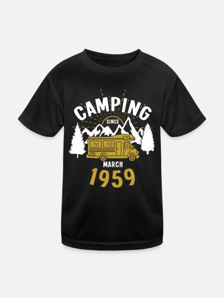 Geburtstag: Camping seit März 1959 Wohnmobil - Kinder Funktions-T-Shirt - Schwarz - Vorne