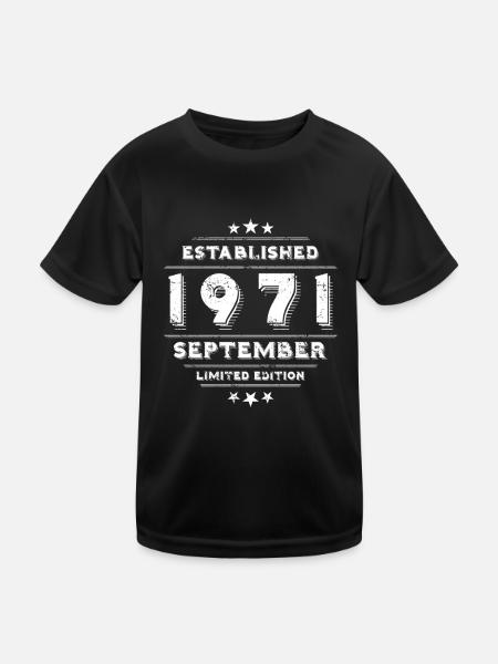 Birthday in September 1971 - September - Kids Functional T-Shirt - black - Front