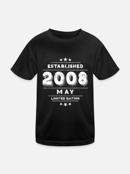 Anniversaire en mai 2008 - mai - T-shirt sport Enfant - noir - Devant
