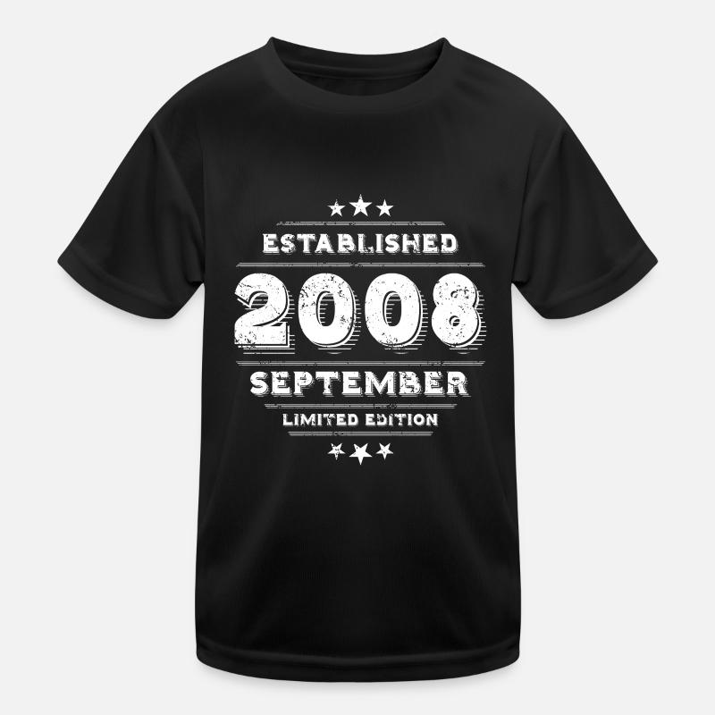 Geburtstag im September 2008 - September - Kinder Funktions-T-Shirt - Schwarz