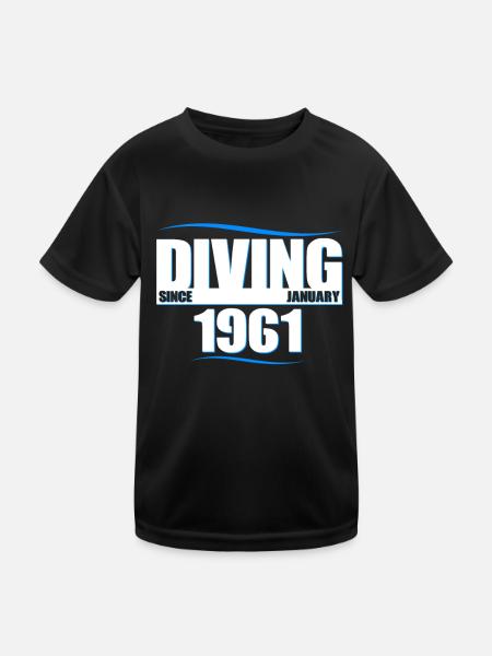 Anniversaire du plongeur - Plongée depuis janvier 1961 - T-shirt sport Enfant - noir - Devant