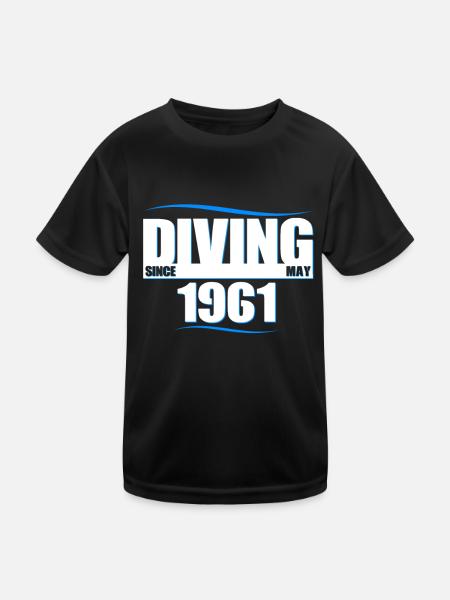 Anniversaire du plongeur - Plongée depuis mai 1961 - T-shirt sport Enfant - noir - Devant