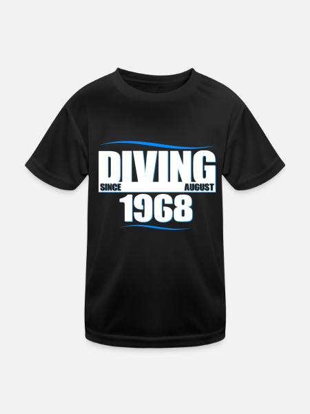 Diver Birthday - Diving since August 1968 - Kids Functional T-Shirt - black - Front