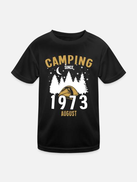 Anniversaire: Camping depuis août 1973 Camping - T-shirt sport Enfant - noir - Devant