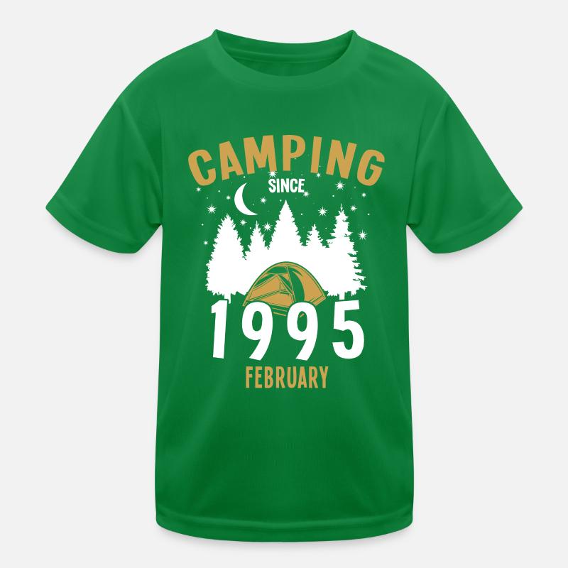 Birthday: Camping since February 1995 Camping Kids Functional T-Shirt