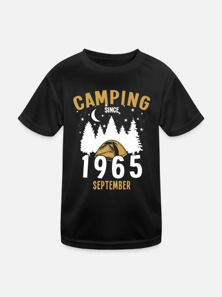 Anniversaire: Camping depuis septembre 1965 Camping - T-shirt sport Enfant - noir - Devant