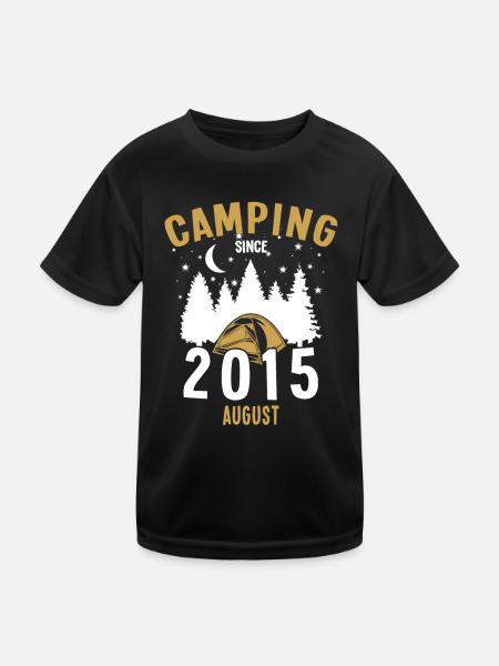 Anniversaire: Camping depuis août 2015 Camping - T-shirt sport Enfant - noir - Devant