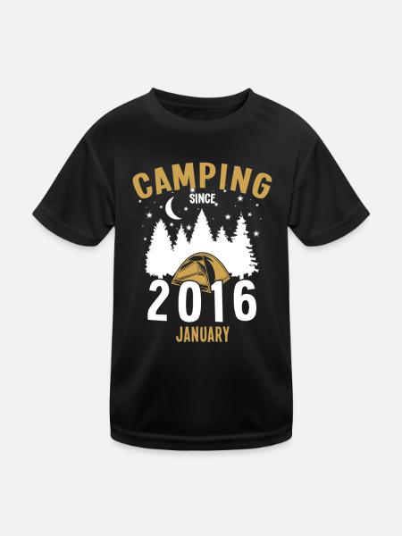 Anniversaire: Camping depuis janvier 2016 Zelten - T-shirt sport Enfant - noir - Devant