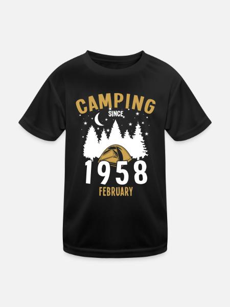 Birthday: Camping since February 1958 Zelten - Kids Functional T-Shirt - black - Front