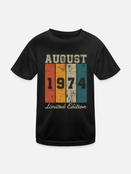 Date de naissance : Août 1974 - Edition Limitée Rétro - T-shirt sport Enfant - noir - Devant