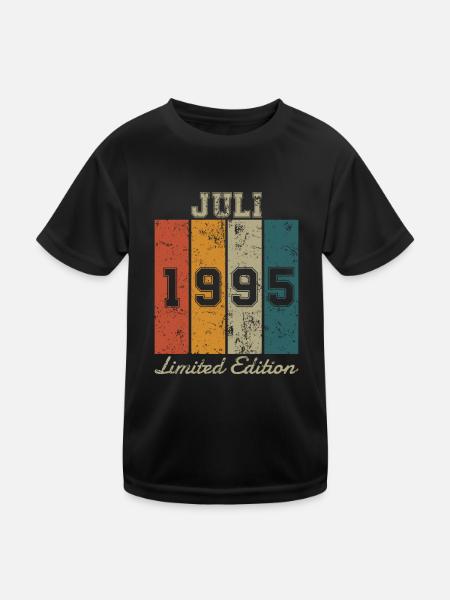 Geburtstag: Juli 1995 - Limited Edition Retro - Kinder Funktions-T-Shirt - Schwarz - Vorne