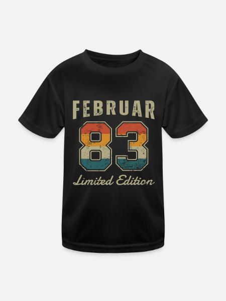 Date de naissance : Février 1983 - Edition Limitée Rétro - T-shirt sport Enfant - noir - Devant