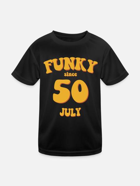 Funky Birthday: July 1950 - Flower Power - Kids Functional T-Shirt - black - Front