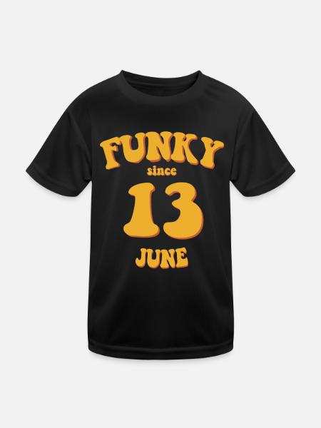 Funky Birthday: June 2003 - Flower Power - Kids Functional T-Shirt - black - Front