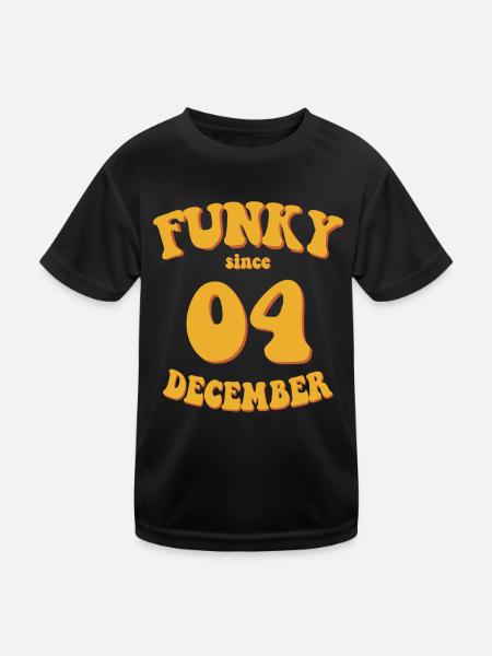 Funky Birthday: December 2004 - Flower Power - Kids Functional T-Shirt - black - Front