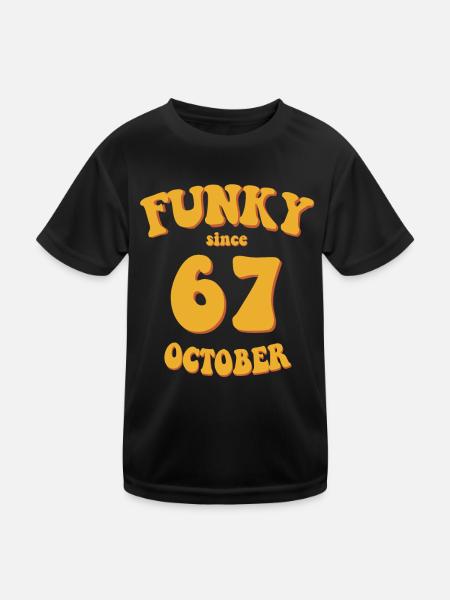 Funky Birthday: October 1967 - Flower Power - Kids Functional T-Shirt - black - Front