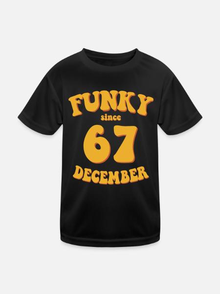 Funky Birthday: December 1967 - Flower Power - Kids Functional T-Shirt - black - Front