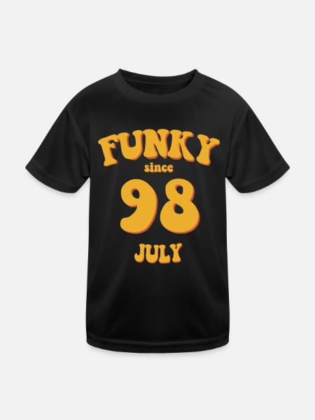 Funky Birthday: July 1998 - Flower Power - Kids Functional T-Shirt - black - Front