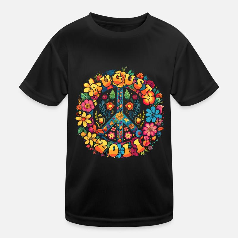 Flower Power Hippie Geburstag - August 2011 Kinder Funktions-T-Shirt