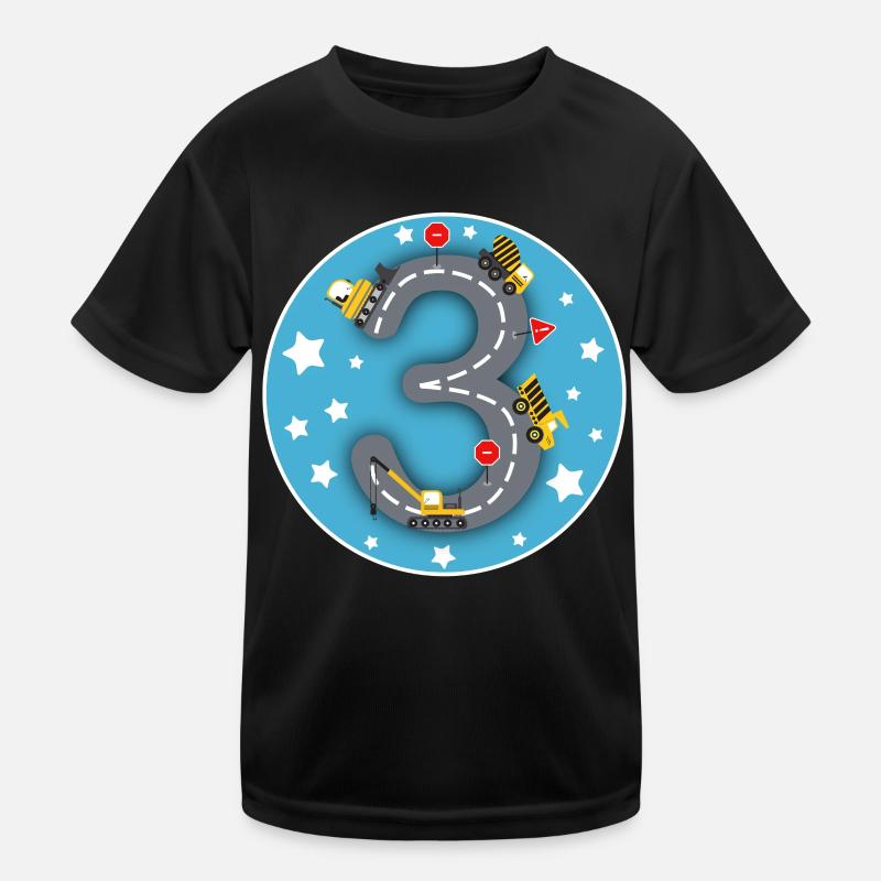 Kinder Geburtstagsshirt 3 Jahre Baustelle Bagger Kinder Funktions-T-Shirt