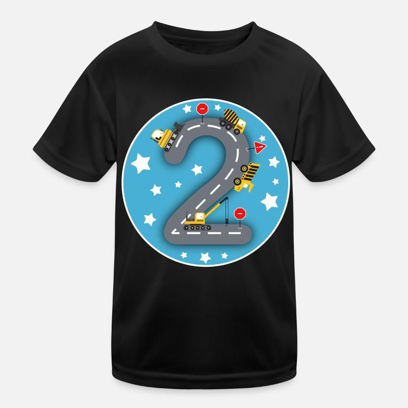 Kinder Geburtstagsshirt 2 Jahre Baustelle Bagger Kinder Funktions-T-Shirt