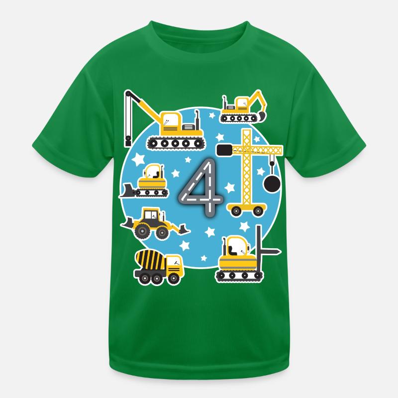 Kinder Geburtstagsshirt 4 Jahre Junge Baustelle Kinder Funktions-T-Shirt