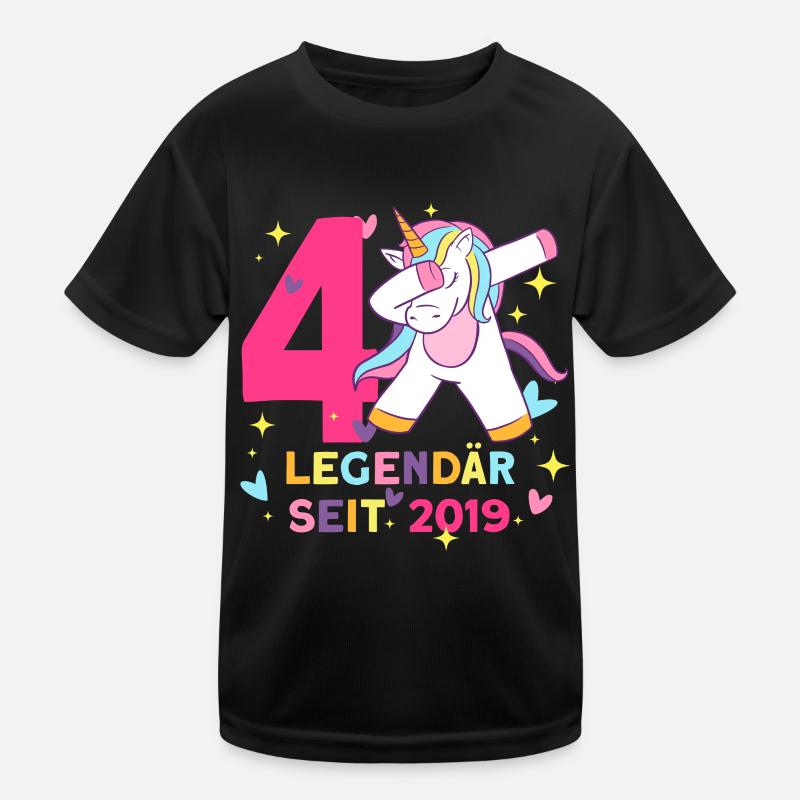 Einhorn Geburtstag 4 Jahre Mädchen Geburtstag Kinder Funktions-T-Shirt