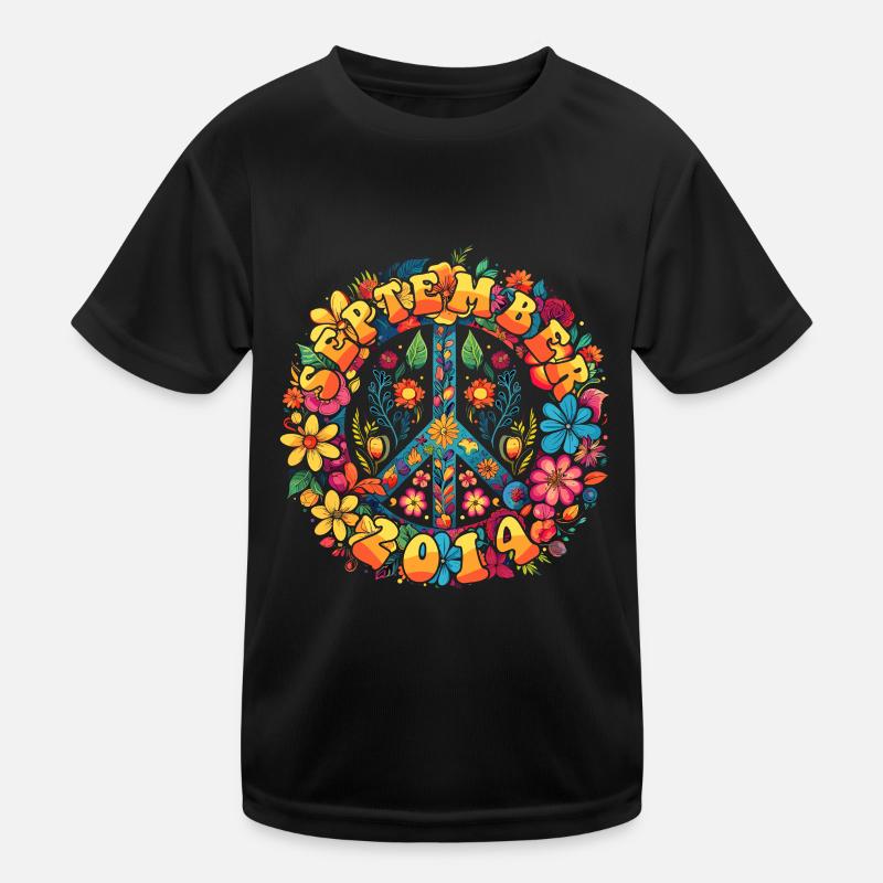 Flower Power Hippie Geburstag - September 2014 Kinder Funktions-T-Shirt