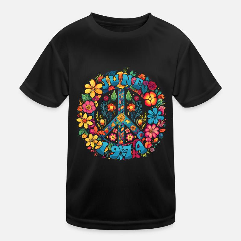 Flower Power Hippie Geburstag - Juni 1974 Kinder Funktions-T-Shirt