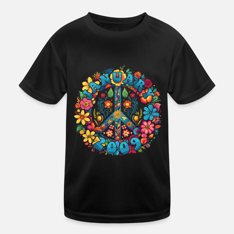 Flower Power Hippie Birthday - January 2009 Kids Functional T-Shirt