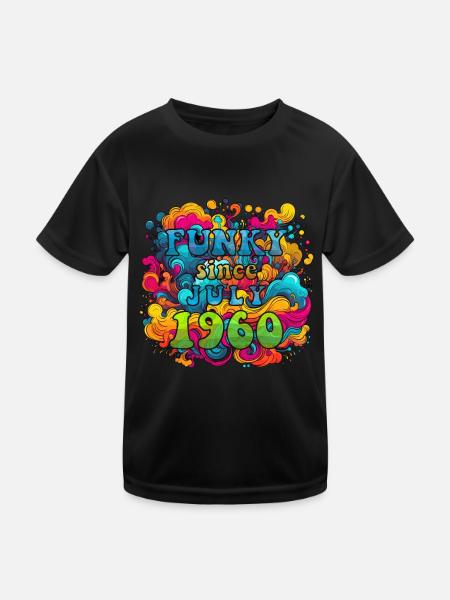 Funky Geburtstag: Juli 1960 - Psychadelic - Kinder Funktions-T-Shirt - Schwarz - Vorne