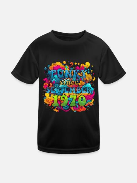 Funky Geburtstag: September 1970 - Psychadelic - Kinder Funktions-T-Shirt - Schwarz - Vorne