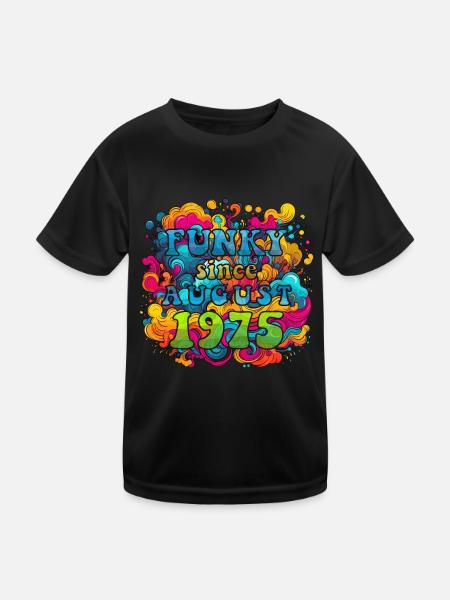 Funky Geburtstag: August 1975 - Psychadelic - Kinder Funktions-T-Shirt - Schwarz - Vorne