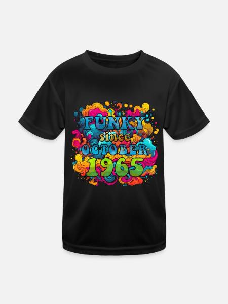 Funky Geburtstag: Oktober 1965 - Psychadelic - Kinder Funktions-T-Shirt - Schwarz - Vorne