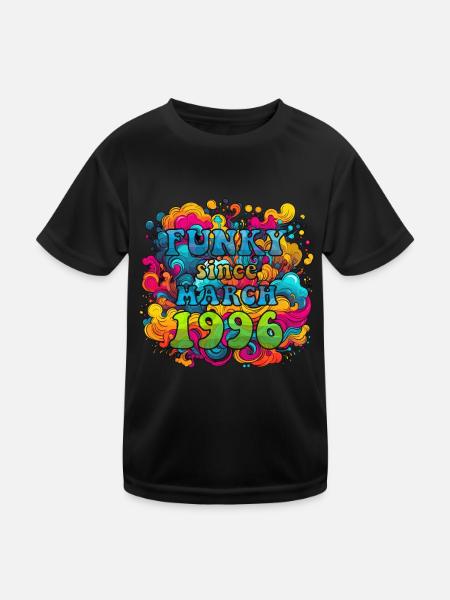 Funky Geburtstag: März 1996 - Psychadelic - Kinder Funktions-T-Shirt - Schwarz - Vorne