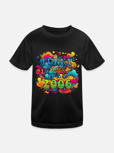 Funky Geburtstag: Mai 2006 - Psychadelic - Kinder Funktions-T-Shirt - Schwarz - Vorne