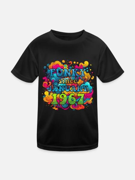 Funky Geburtstag: Januar 1967 - Psychadelic - Kinder Funktions-T-Shirt - Schwarz - Vorne